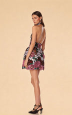 Orla Purple Sequin Floral Mini Dress