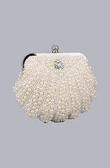 Mattea Pearl Rhinestone Handbag in Off-White - PDC