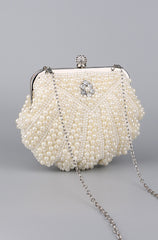 Mattea Pearl Rhinestone Handbag in Off-White - PDC