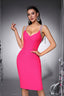 Penelope Fuchsia Rhinestone Chain Fringe Bandage Midi Dress