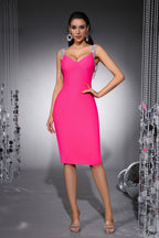 Penelope Fuchsia Rhinestone Chain Fringe Bandage Midi Dress