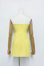 Quinn Yellow Strapless Floral Embroidered Mini Dress