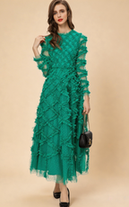 Ramona Green Ruffled Patchwork Maxi Dress