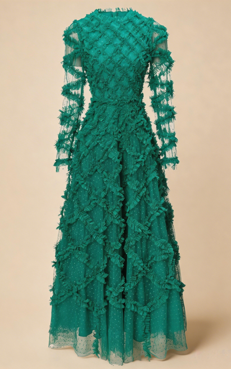 Ramona Green Ruffled Patchwork Maxi Dress