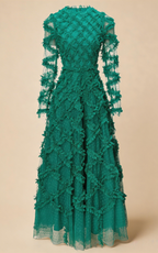 Ramona Green Ruffled Patchwork Maxi Dress
