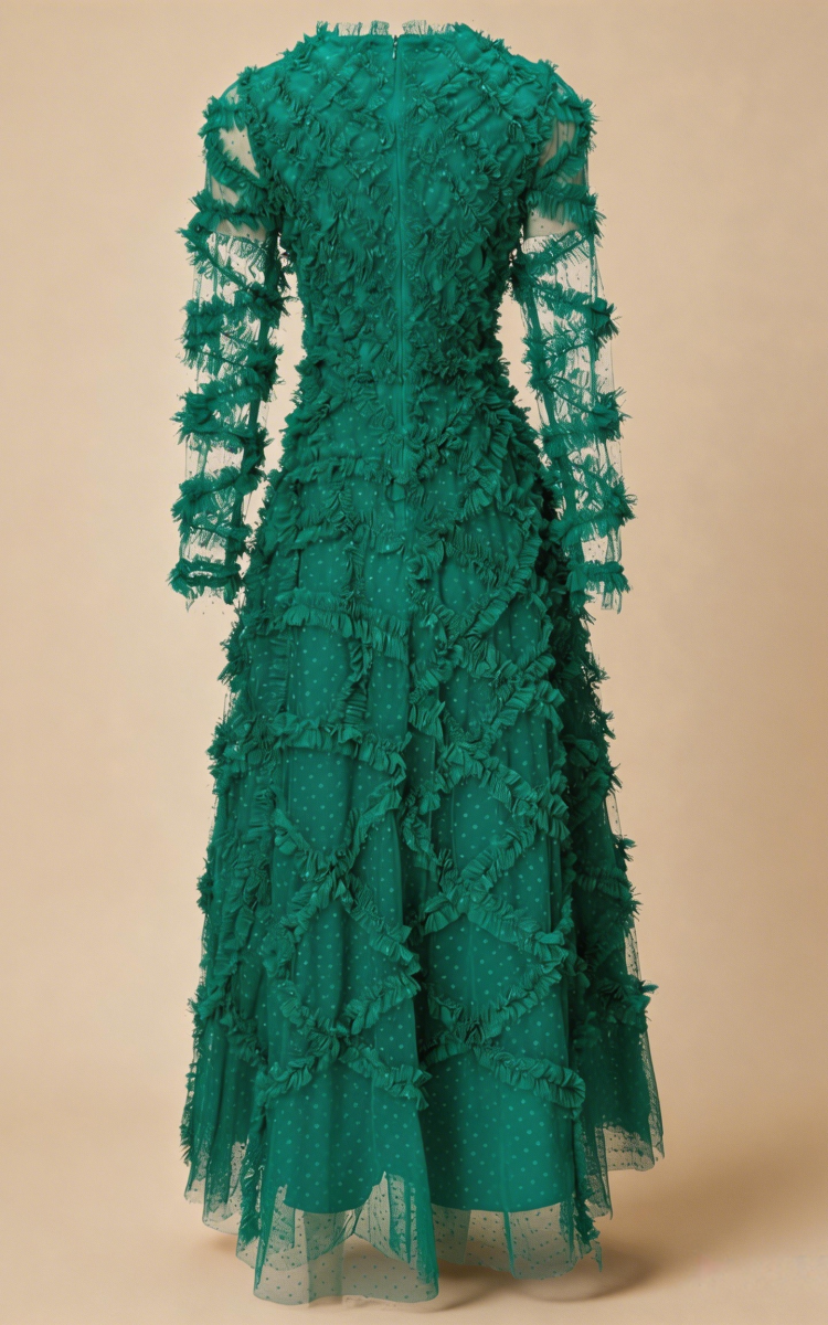 Ramona Green Ruffled Patchwork Maxi Dress