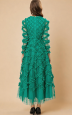 Ramona Green Ruffled Patchwork Maxi Dress