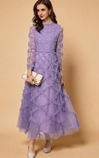 Ramona Purple Ruffled Patchwork Maxi Dress