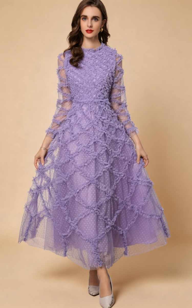 Ramona Purple Ruffled Patchwork Maxi Dress Secondary image