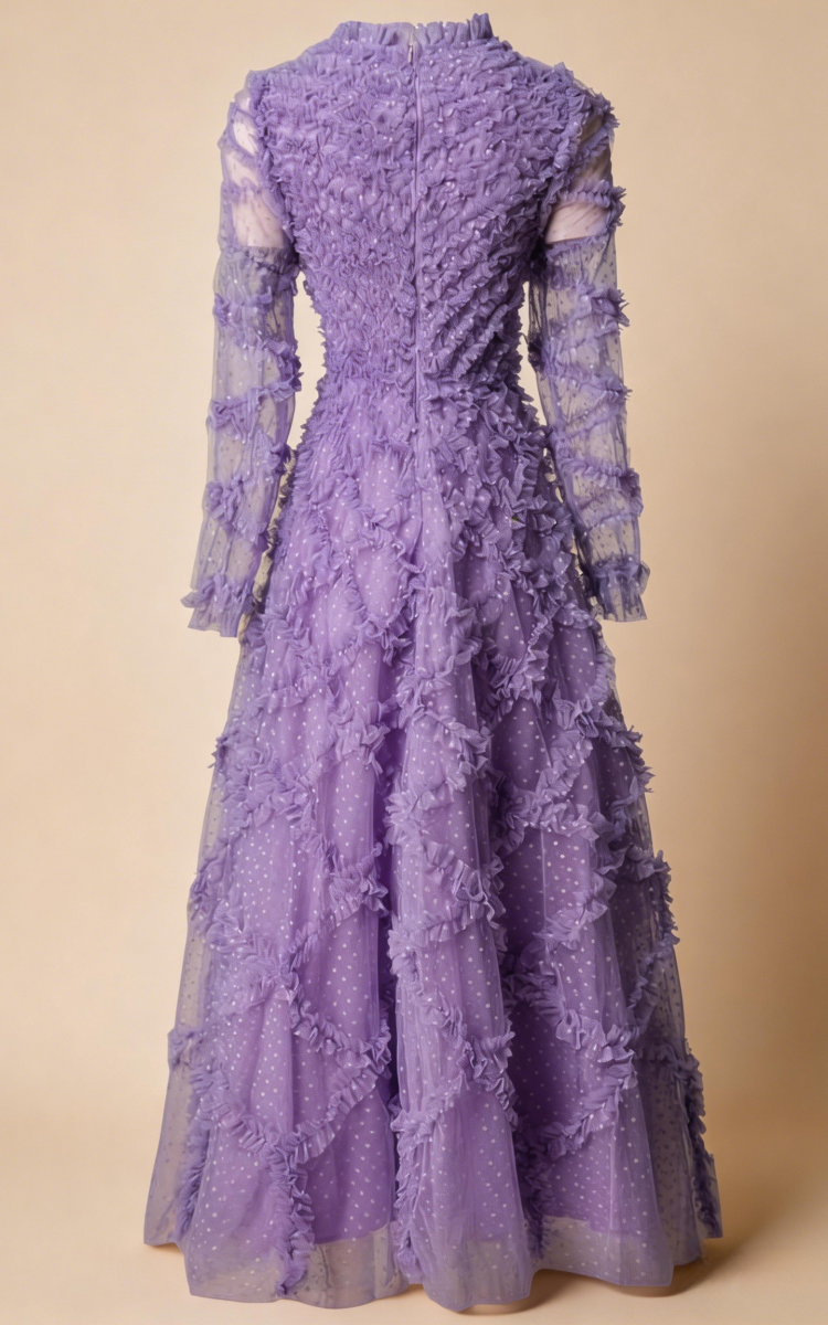 Ramona Purple Ruffled Patchwork Maxi Dress