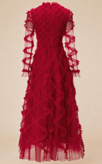 Ramona Red Ruffled Patchwork Maxi Dress