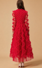 Ramona Red Ruffled Patchwork Maxi Dress