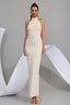 Reuben Apricot 3D Floral Bandage Evening Dress