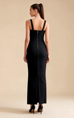 Ronan Black V-neck Bandage Maxi Dress