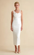 Ronan White V-neck Bandage Maxi Dress