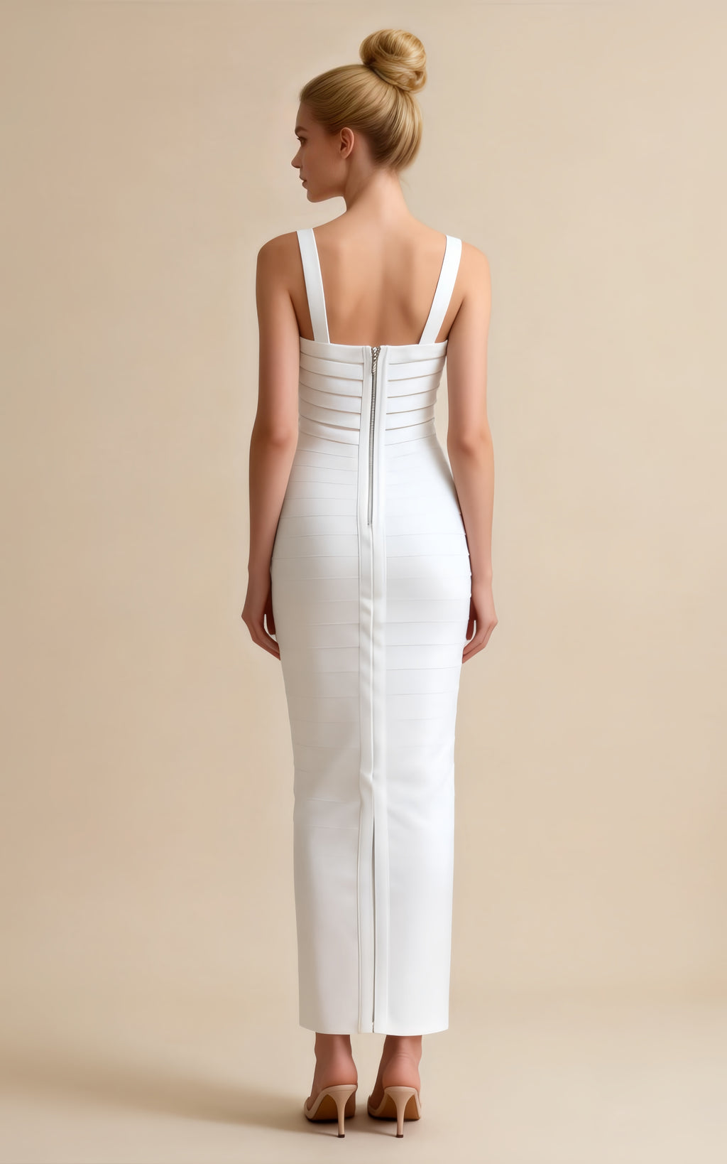Ronan White V-neck Bandage Maxi Dress