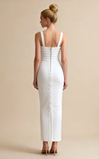 Ronan White V-neck Bandage Maxi Dress