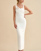 Ronan White V-neck Bandage Maxi Dress