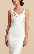 Ronan White V-neck Bandage Maxi Dress