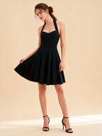 Rory Black Halter Mini Cocktail Dress