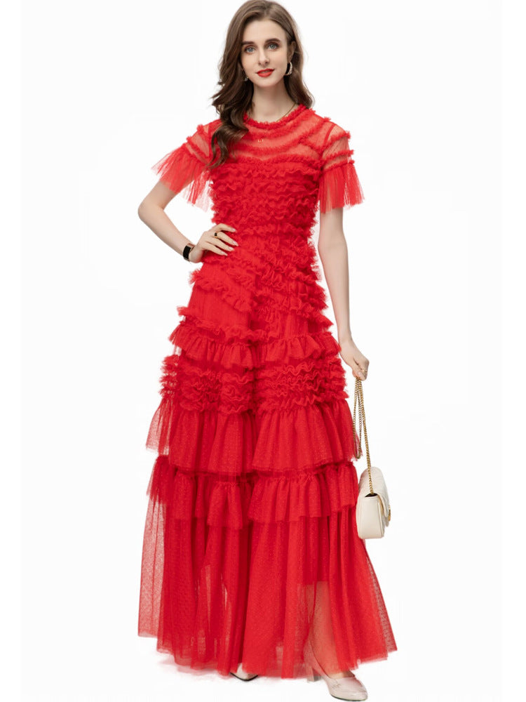 Naomi Ruffled Short Sleeve Maxi Dress