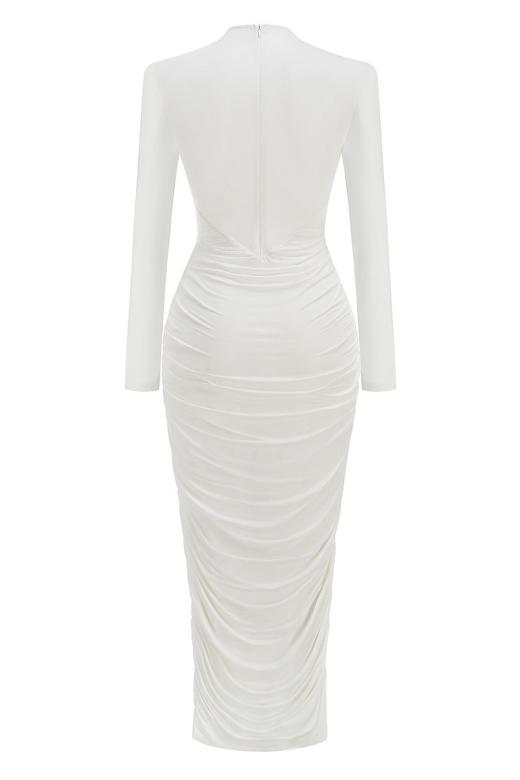 Sebastian White Sheer Patchwork Pleated Maxi Dress