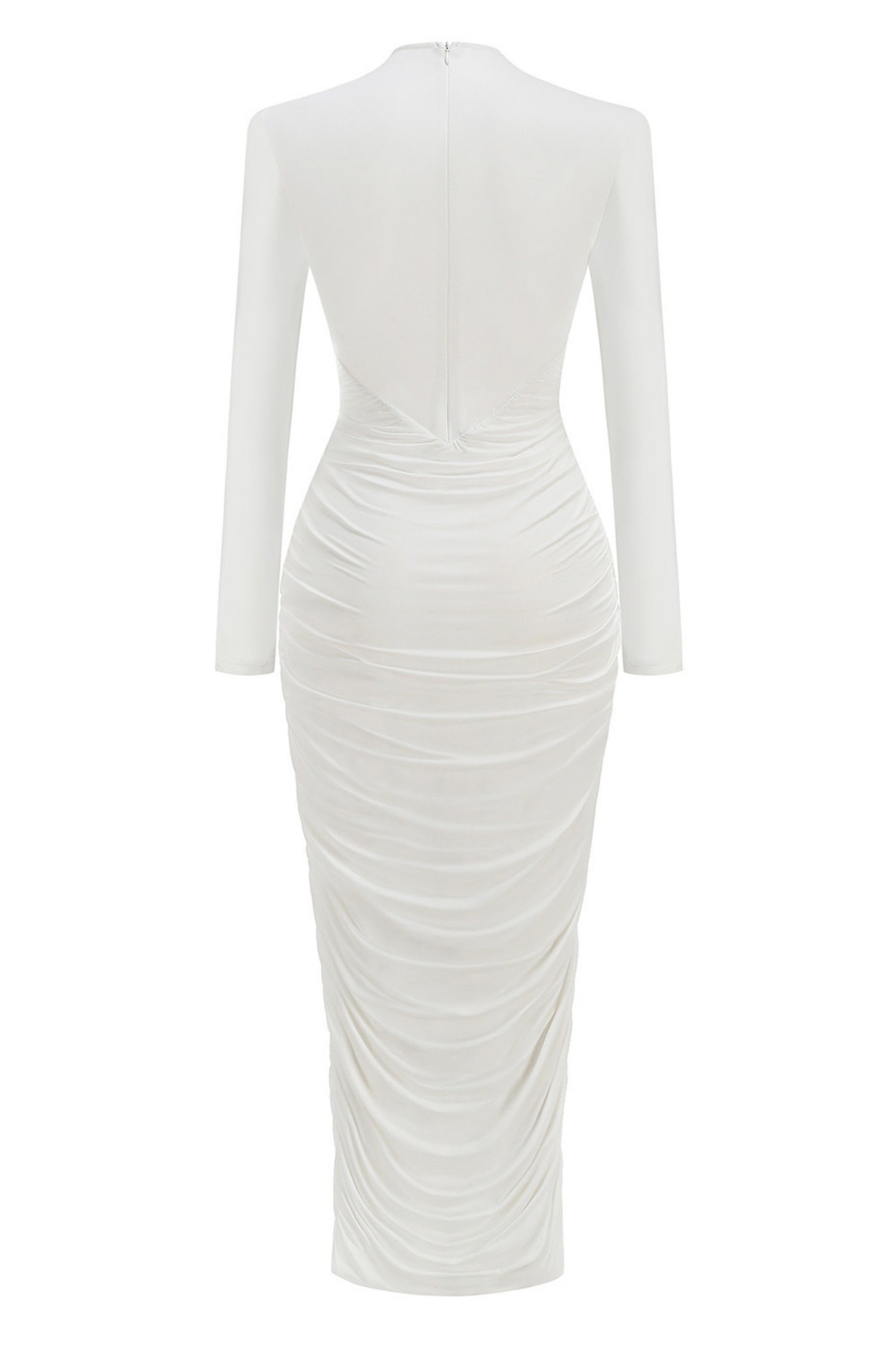 Sebastian White Sheer Patchwork Pleated Maxi Dress