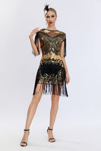 Ariana Sequin Tassel Evening Dress In Gold