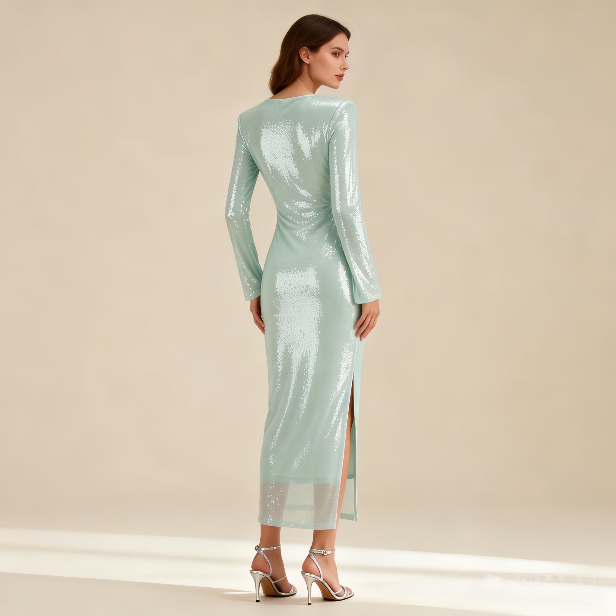 Serena Light Blue Sequin Maxi Dress Secondary image