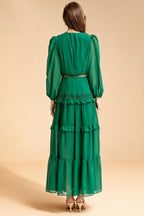 Sienna Cutout Cake Layered Maxi Dress In Green