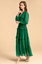 Sienna Cutout Cake Layered Maxi Dress In Green