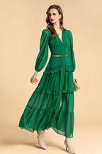 Sienna Cutout Cake Layered Maxi Dress In Green
