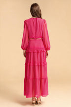 Sienna Cutout Cake Layered Maxi Dress In Rosered