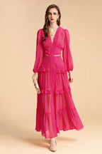 Sienna Cutout Cake Layered Maxi Dress In Rosered
