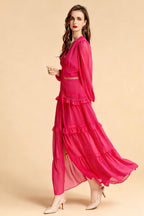 Sienna Cutout Cake Layered Maxi Dress In Rosered
