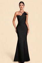 Simone Black Asymmetric Shoulder Beaded Bandage Maxi Dress