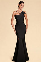 Simone Black Asymmetric Shoulder Beaded Bandage Maxi Dress