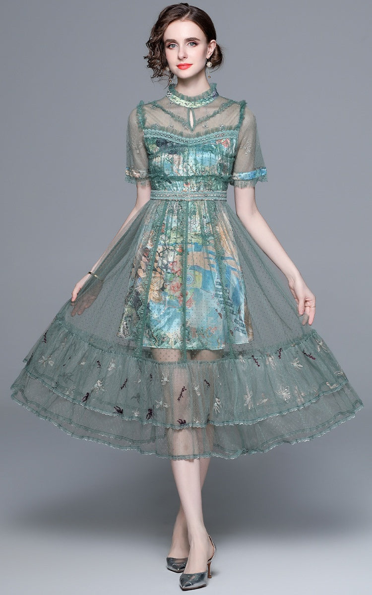 Sloane Mint Green Mesh Maxi Dress Secondary image