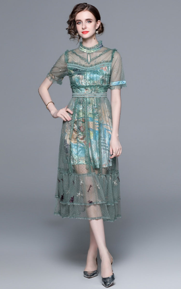 Sloane Mint Green Mesh Maxi Dress