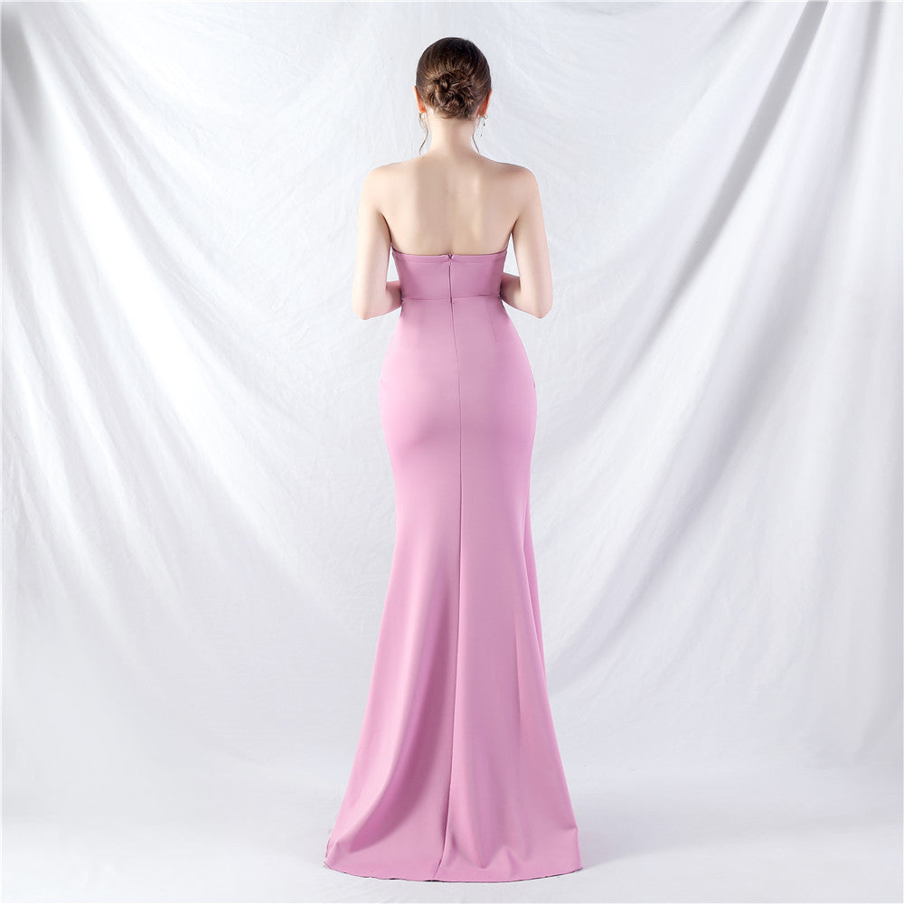 Ethan Strapless Satin Evening Dress In Lavender