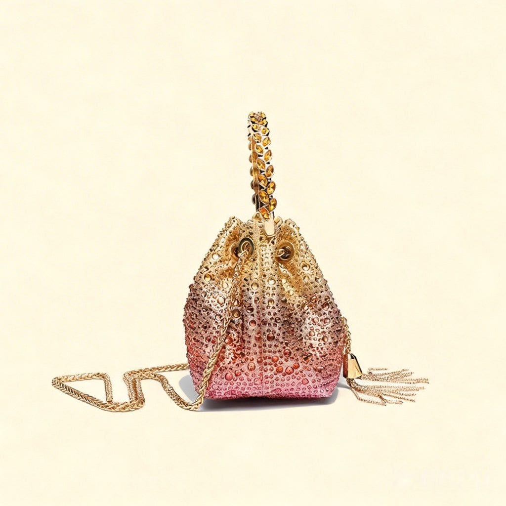 Talon Gradient Rhinestone Fringe Handbag