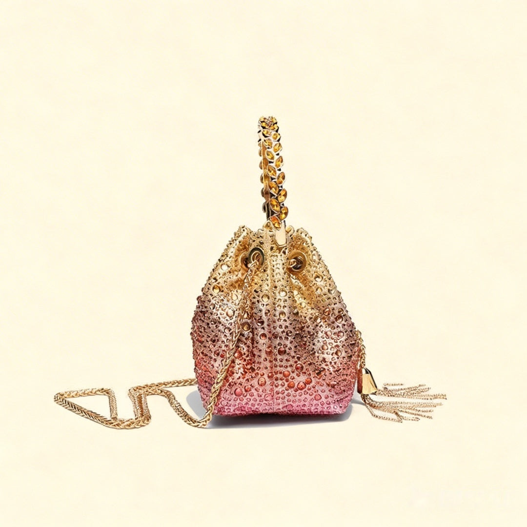 Talon Gradient Rhinestone Fringe Handbag