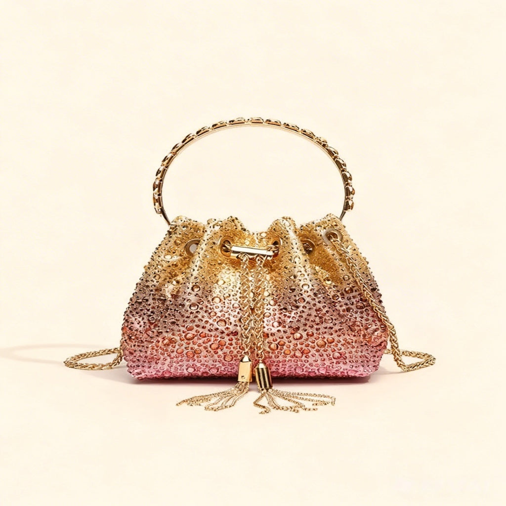 Talon Gradient Rhinestone Fringe Handbag