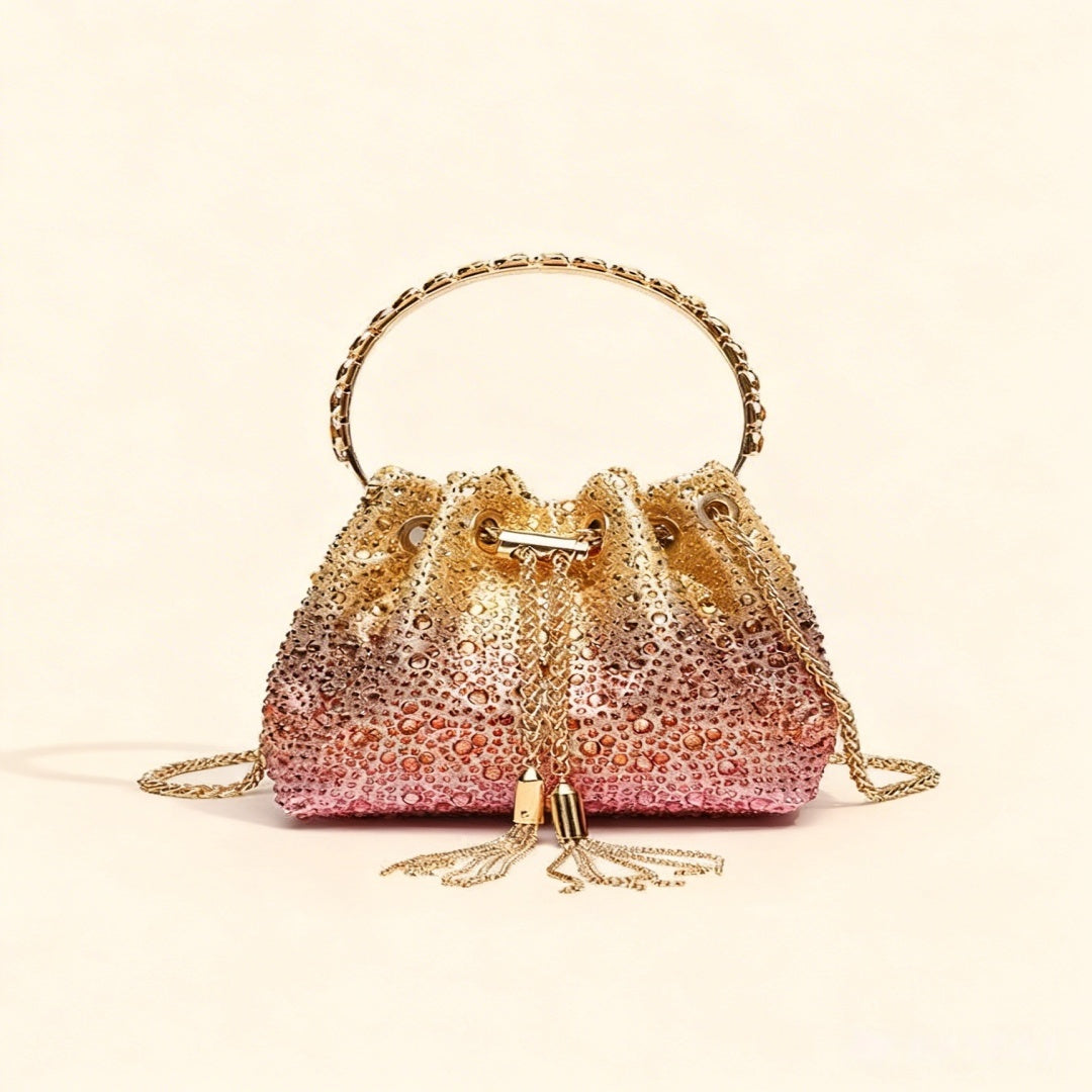 Talon Gradient Rhinestone Fringe Handbag