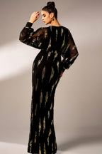 Ubah Sequin V-Neck Maxi Dress In Black
