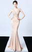 Victor Apricot Beaded Floral Maxi Evening Dress