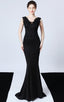 Victor Black Beaded Floral Maxi Evening Dress