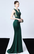Victor Green Beaded Floral Maxi Evening Dress