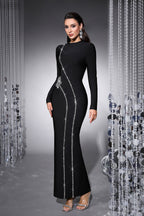Victoria Black Rhinestone Bodycon Bandage Maxi Dress