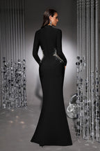 Vivienne Black Rhinestones Bandage Maxi Dress